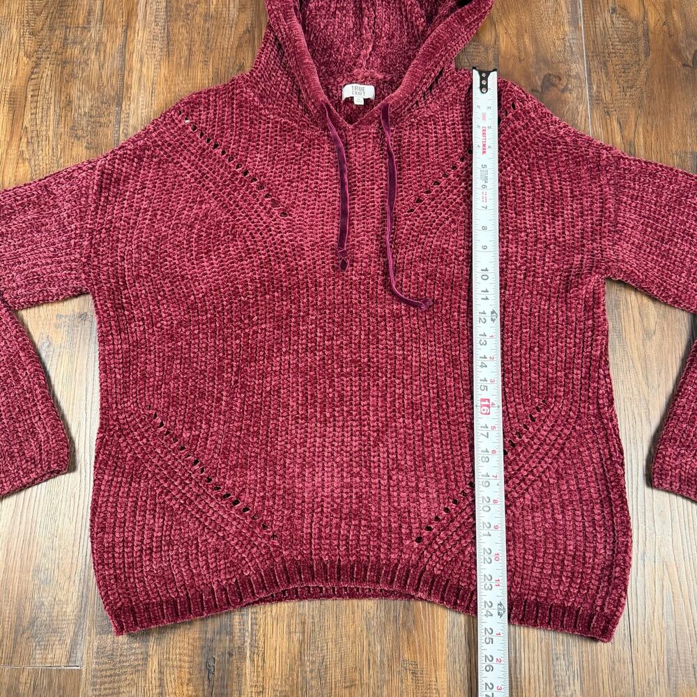 True Craft XL soft chenille hoodie pullover sweater burgundy - Picture 3 of 8